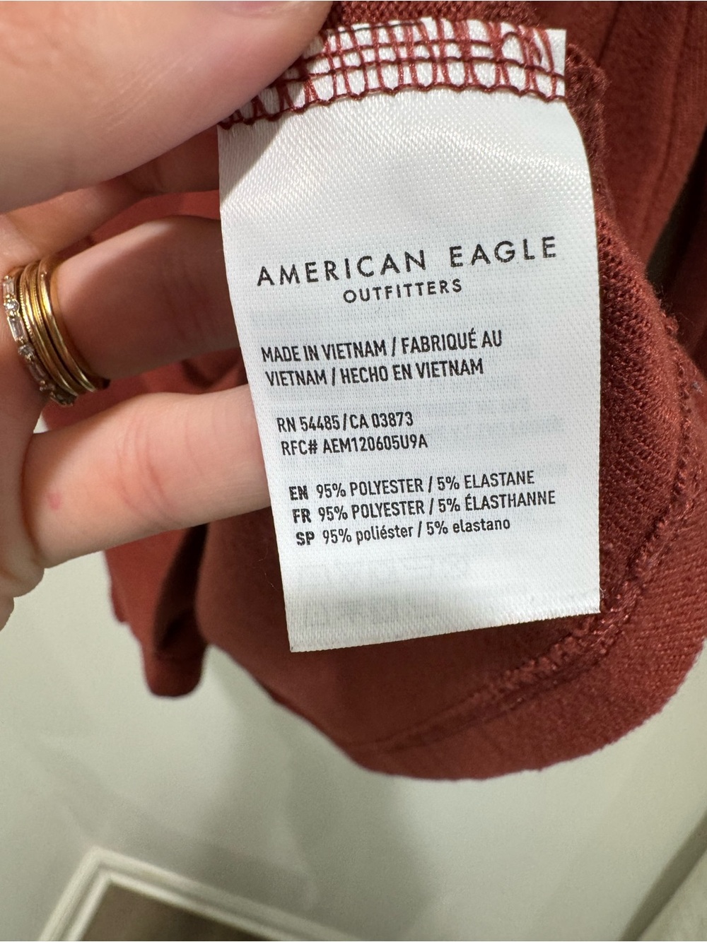 American Eagle Soft & Sexy Plush Rust V-Neck Long Sleeve Top Medium - Picture 4 of 5